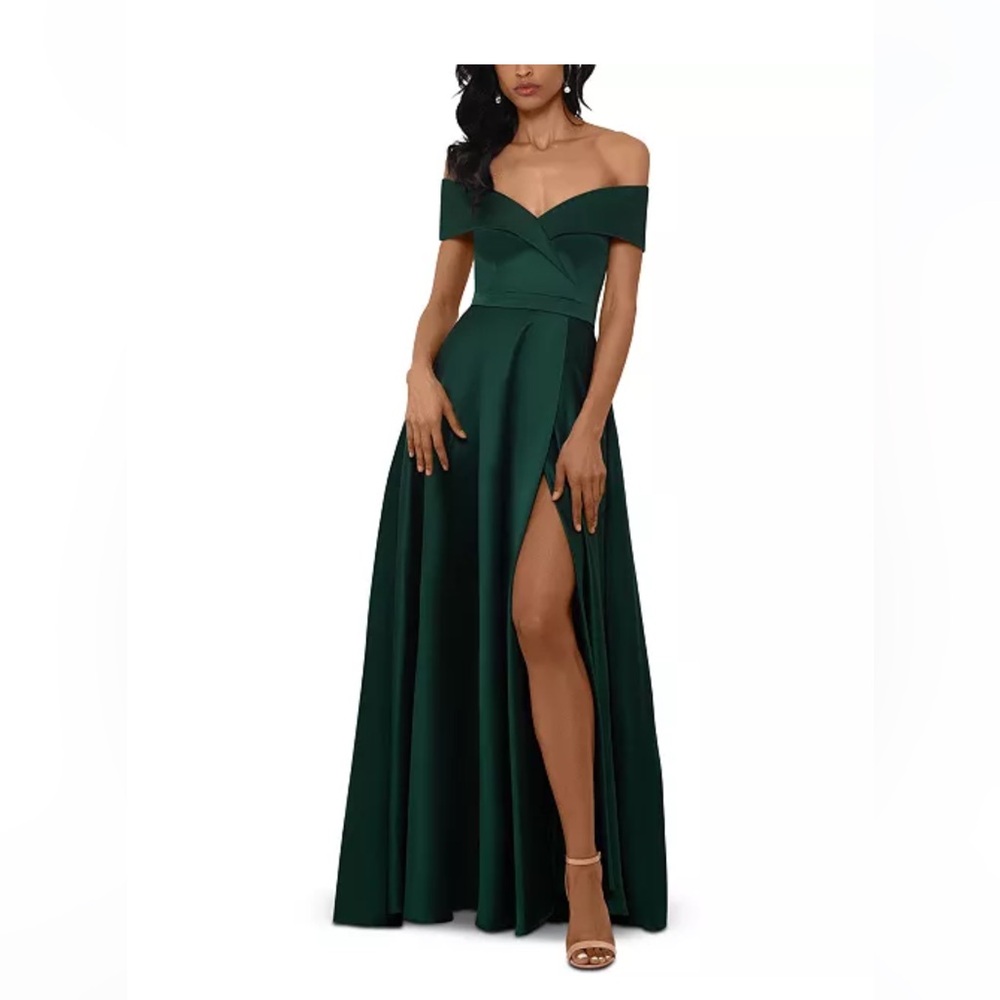 XSCAPE Satin Gown - Emerald